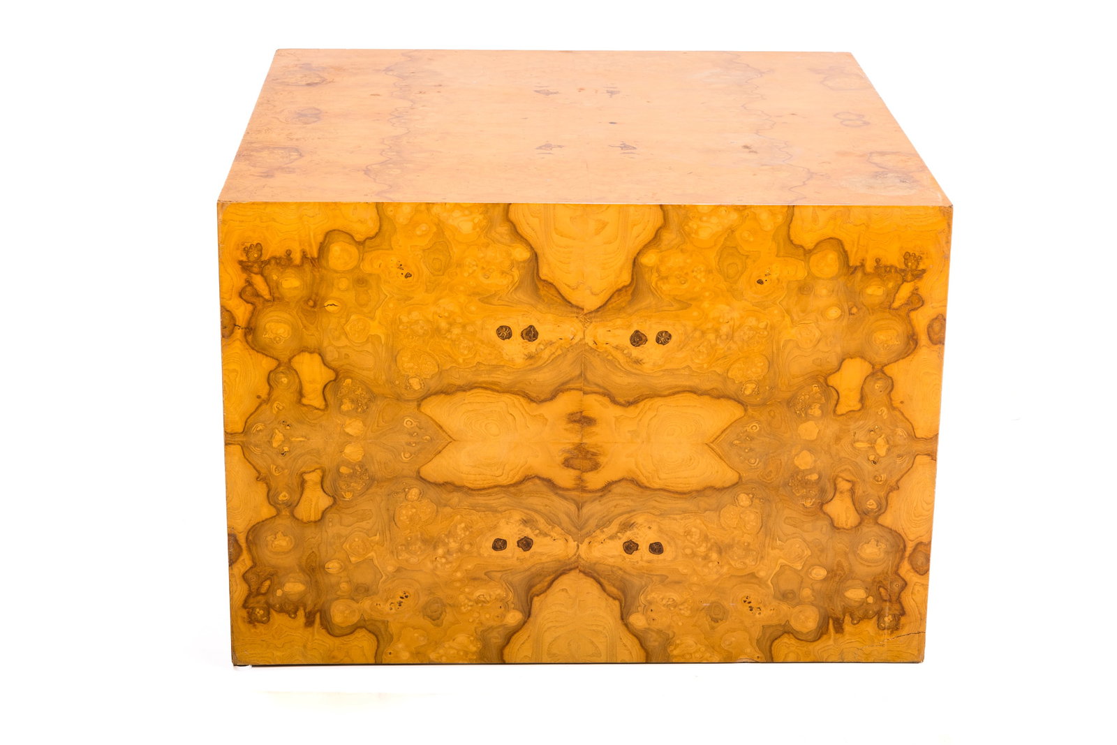 Modern, Burlwood Cube Table - 2