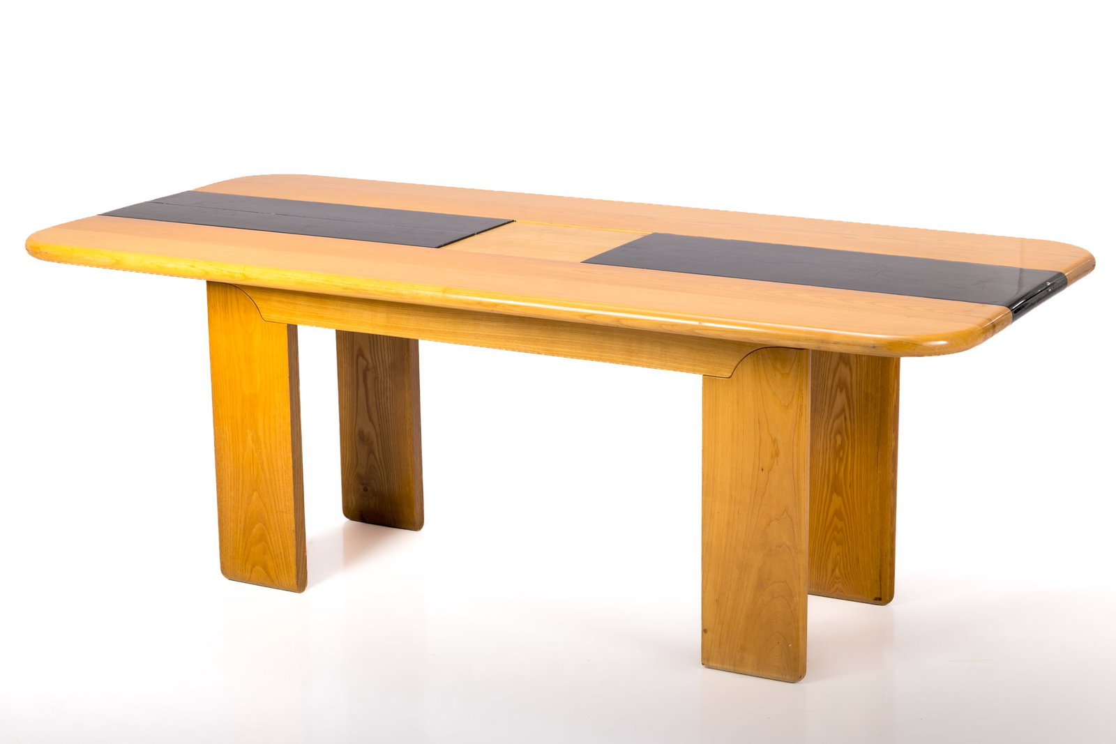 Modern, Dining Table: MODERN Dining table, 1980s Oak, lacquered wood. 29" H x 78.5" W x 37" D