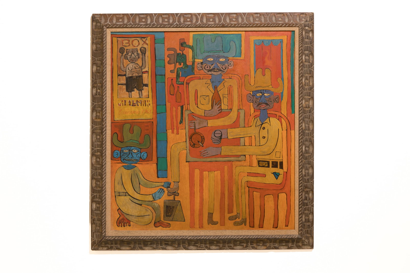 Benjamin Serrano, 'Seven Deadly Sins' Painting: BENJAMIN SERRANO 'Seven Deadly Sins', 1963 Oil on board. Signed and dated center left. Overall, framed: 45.5" H x 41.5" W Provenance: Purchased directly from the