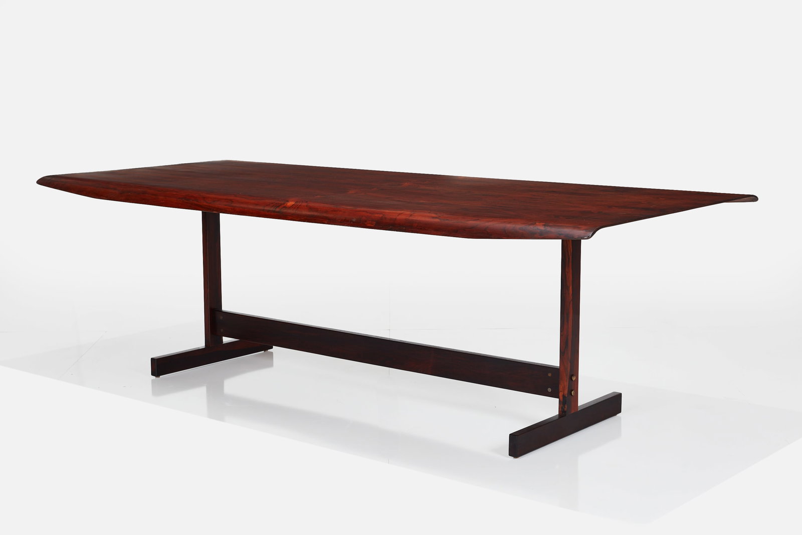 Jorge Zalszupin, Dining Table: JORGE ZALSZUPIN Dining table, model no. 511, ca. 1960 Jacaranda, chrome-plated steel. Manufactured by L'Atelier, Brazil. 29.25" H x 93.25" W x 42" W