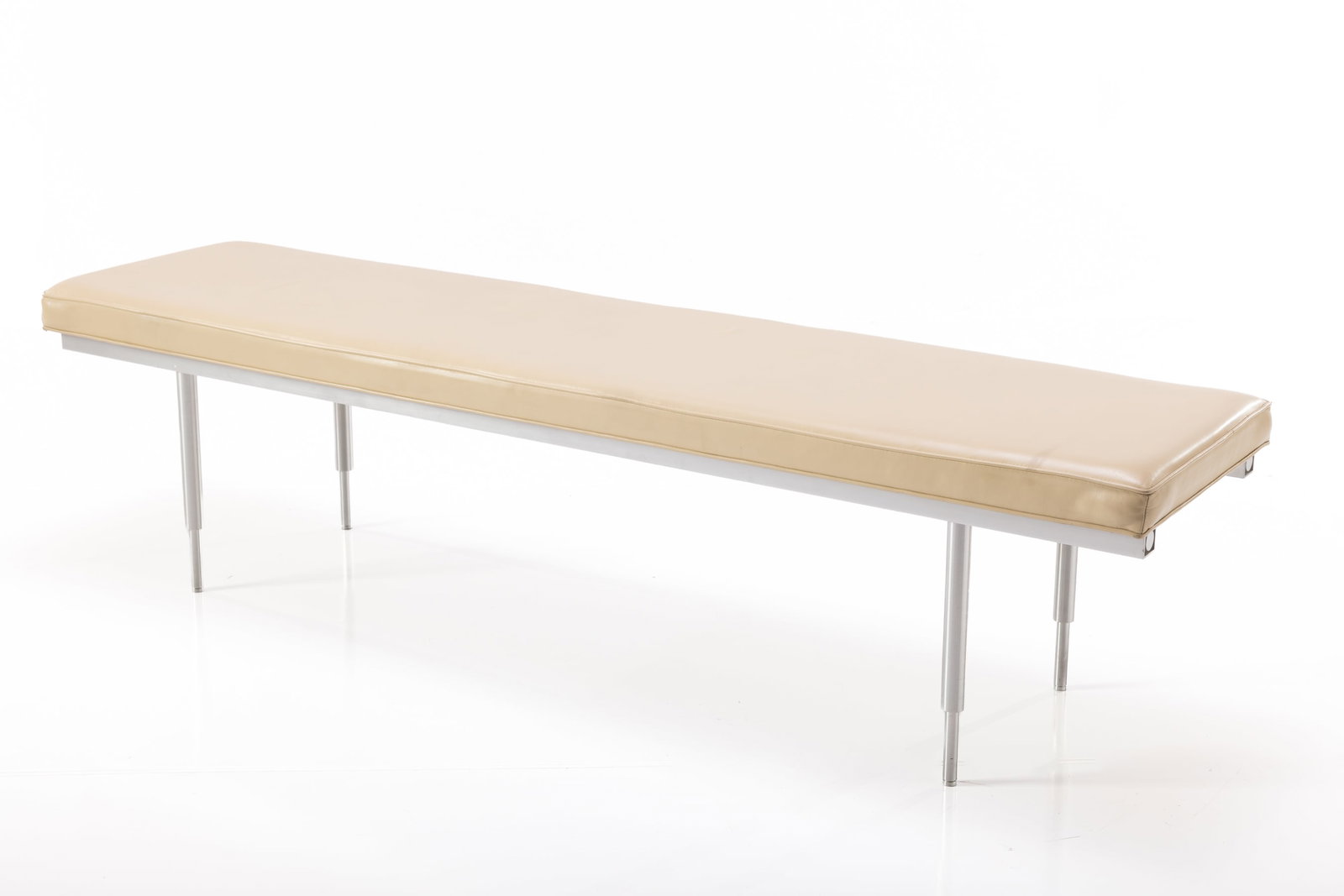 Modern, Aluminum Bench: MODERN Bench, 1960s Leather, aluminum. 18.5" H x 73" W x 18.75" D
