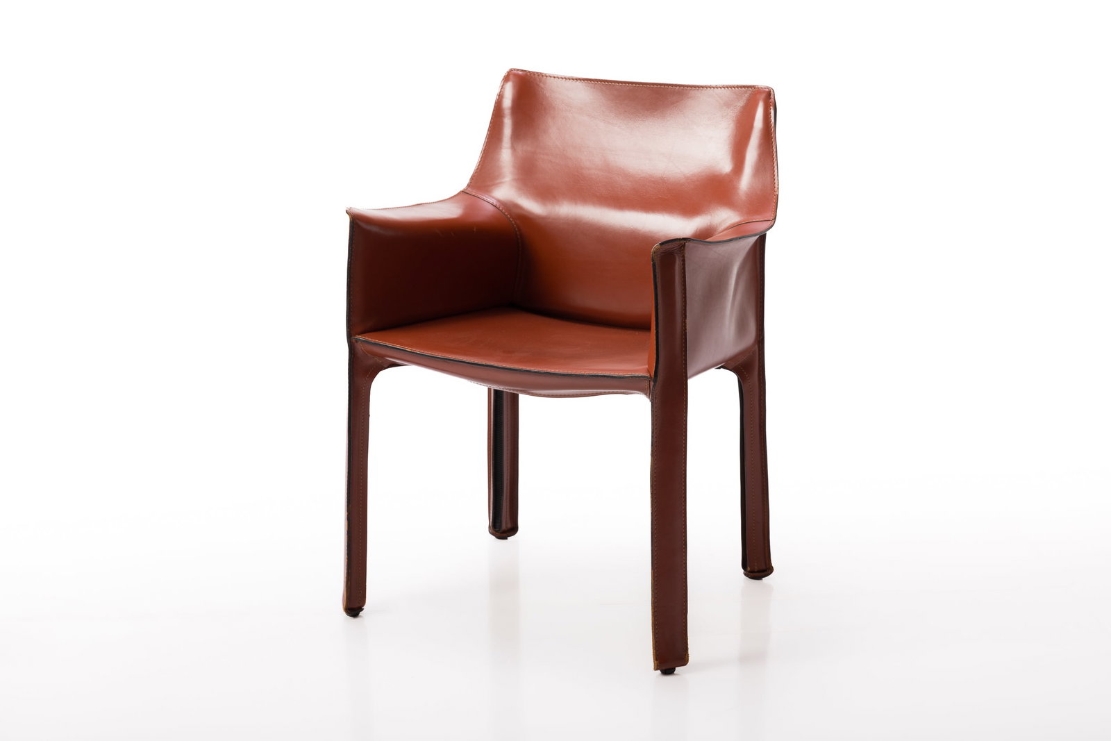Mario Bellini, 'Cab' Armchair: MARIO BELLINI 'Cab' armchair, designed 1977 Leather over steel. Manufactured by Cassina, Italy. Underside with manufacturer's label. 32" H x 22.25" W x 18" D Seat