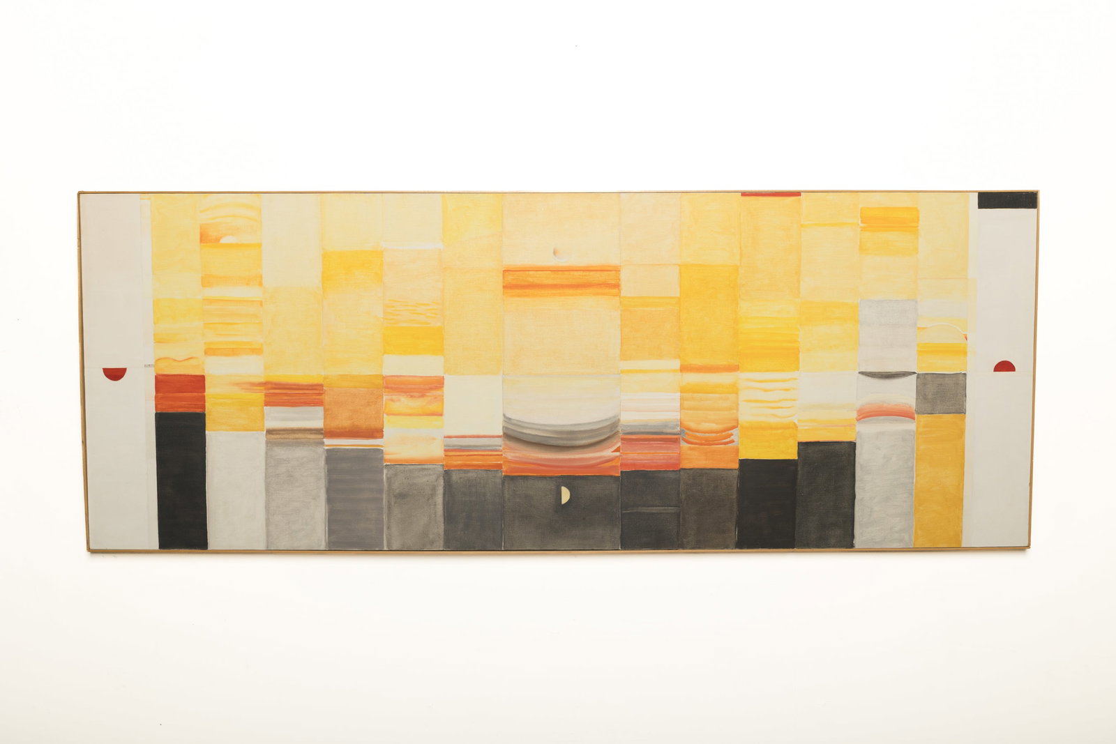 Christopher Lane,'Perpetual Reflection' Painting: CHRISTOPHER LANE 'Perpetual Reflection', 1971 Acrylic on canvas. ???????Verso signed and dated, also with an 'Abrams Family Collection' label. 29.25" H x 78.5" D