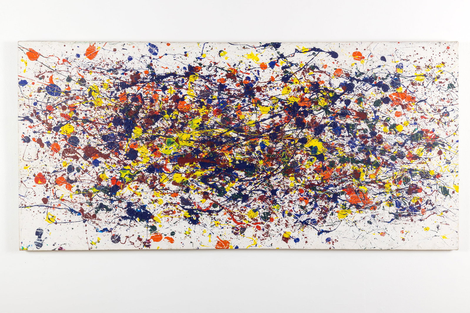 Abstract, Drip Painting: ABSTRACT Large drip painting, 1960s Oil, canvas. Signed 'Totaro'. 31" H x 66" W