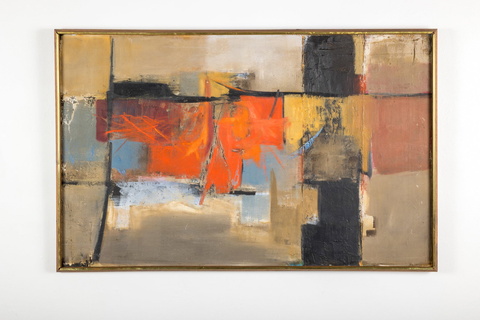 James Kirby, 'Slight Turbulence' Painting: JAMES KIRBY 'Slight Turbulence ', 1960s Acrylic on board. Retains gallery label verso. 32" H x 49" W