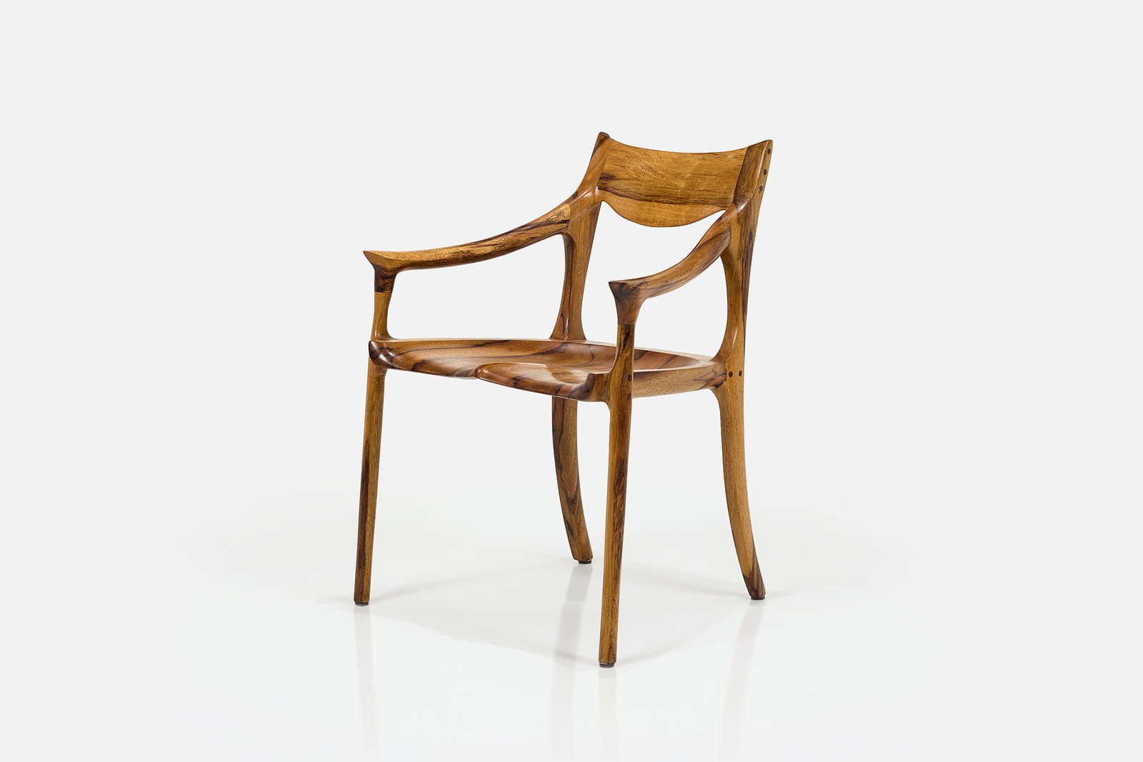 Sam Maloof Style, Armchair: SAM MALOOF STYLE Armchiar, 2016 Studio-made by S.I. Ramirez, USA. Underside with maker's stamp and hand-signed and dated. 33" H x 23.75" W x 21.5" D Seat height: