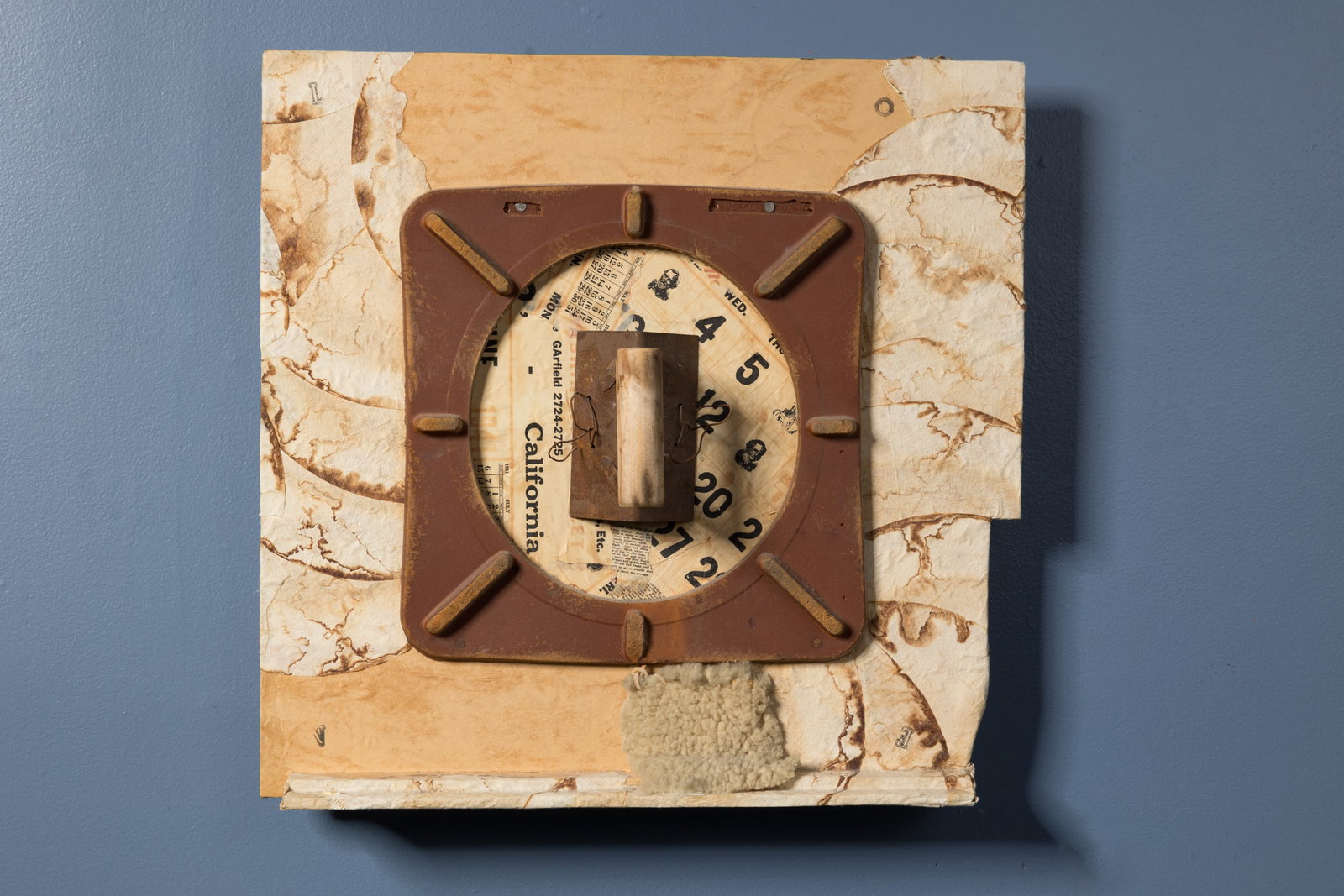 George Herms, 'Handle' Assemblage: GEORGE HERMS 'Handle' wall sculpture, 1997 Mixed media. Signed verso "HANDLE G. Herms 1997". 22" H x 22.5" W x 2" D