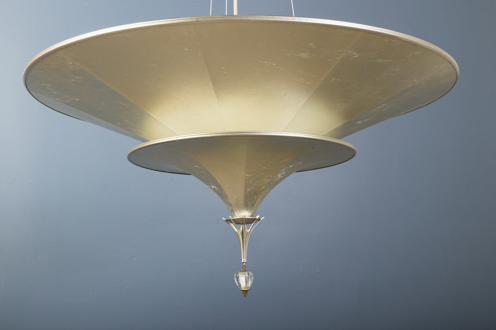 Fortuny, 'Icaro' Chandelier: FORTUNY 'Icaro' chandelier, model no. 086CAR, 2020s Fiberglass, gold leaf, glass. Produced by Fortuny, Italy. Interior with producer's label. 33" Diameter, variable drop