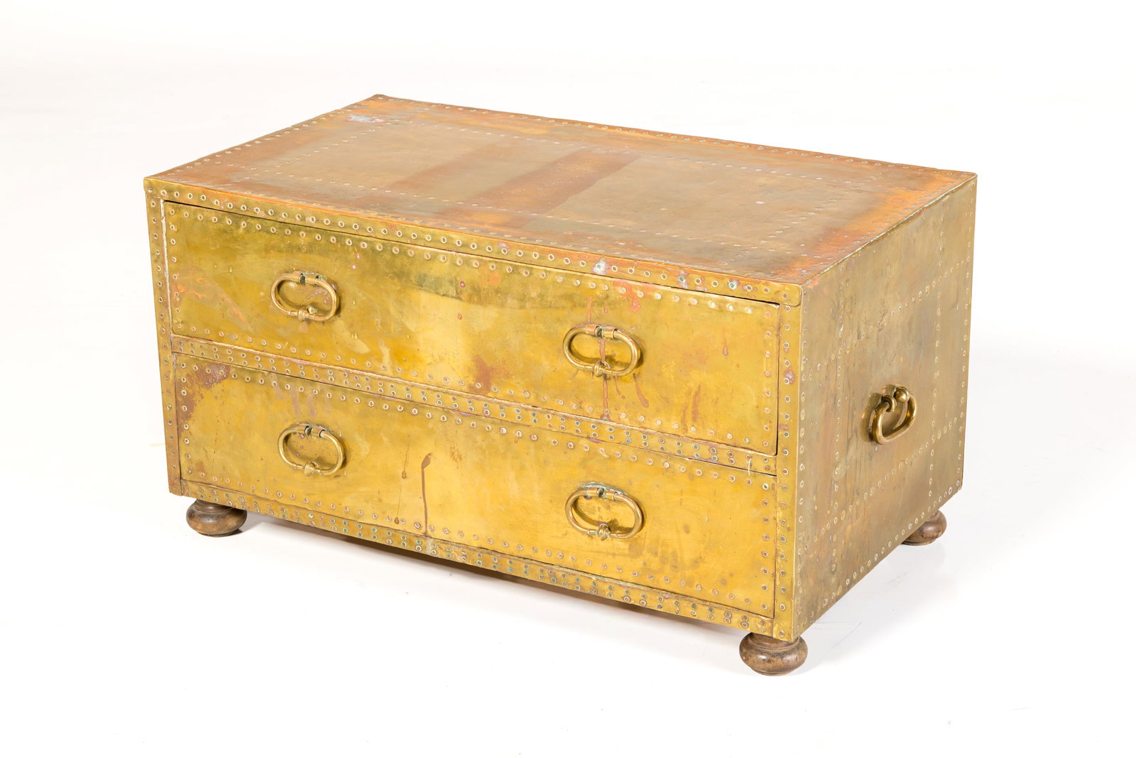 Sarried, Case Coffee Table: SARRIED Case coffee table, 1970s Brass over wood. Produced by Sarried, Spain 18.5" H x 34.5" W x 19.5" D