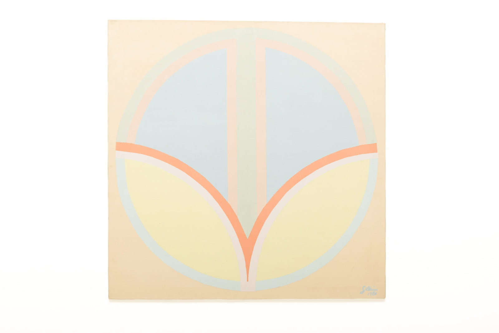 Hard Edge, Abstract Painting: HARD EDGE Geometric abstract painting, 1980 Acrylic, canvas. Signed 'Stein' and dated lower right and on the back. 36" H x 36" W