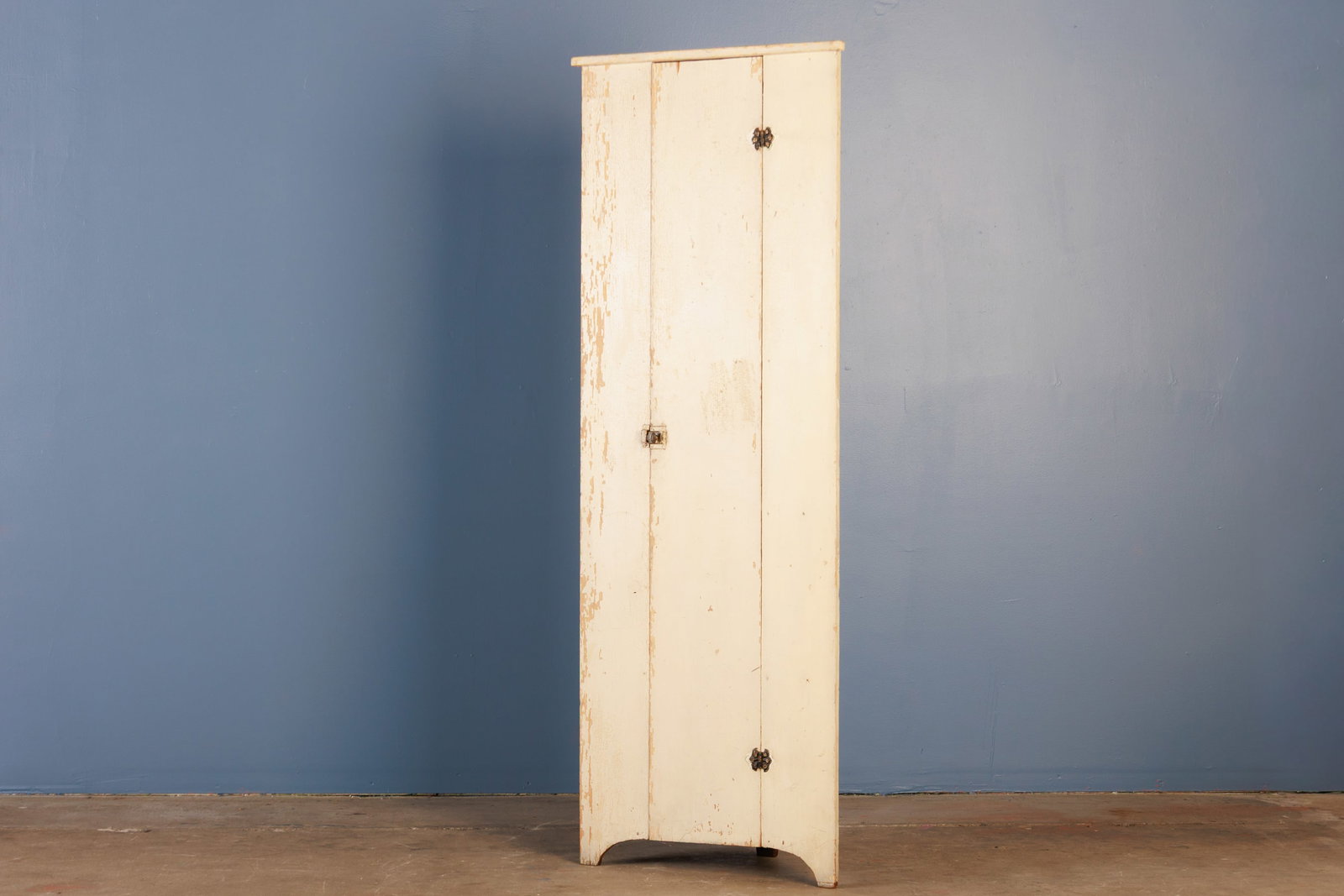 Rustic, Corner Cabinet: RUSTIC Corner cabinet, early 20th century Painted wood, metal. 76.75" H x 26.75" W x 14.25" D 