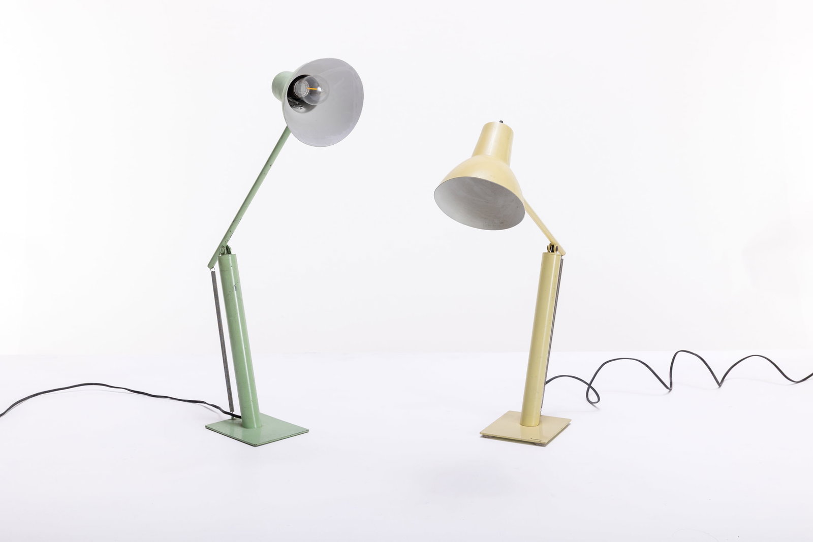 Tensor, Desk Lamps (2): TENSOR Two desk lamps, 1950s Painted metal. Manufactured by Tensor, USA. 25" H x 5.25" W x 13" D