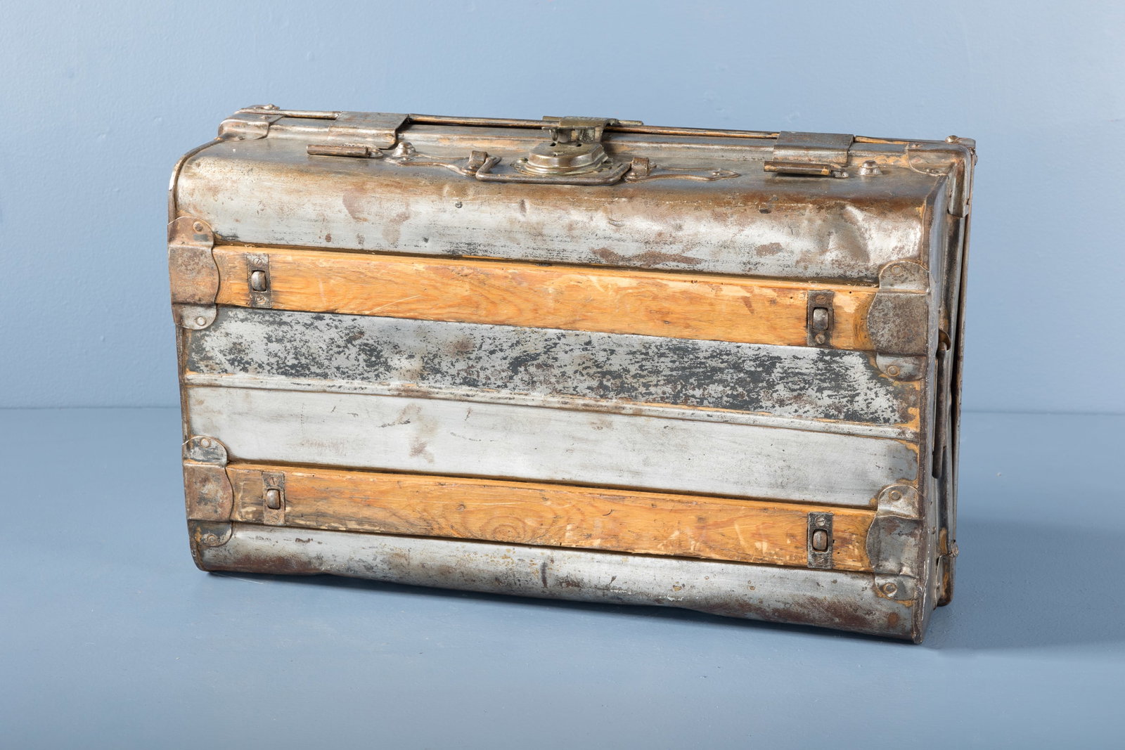 Jones Brothers, Metal Suitcase: JONES BROTHERS Suitcase, 1930s Metal, wood. Manufactured by Jones Brothers, UK. 8" H x 24" W x 15" D