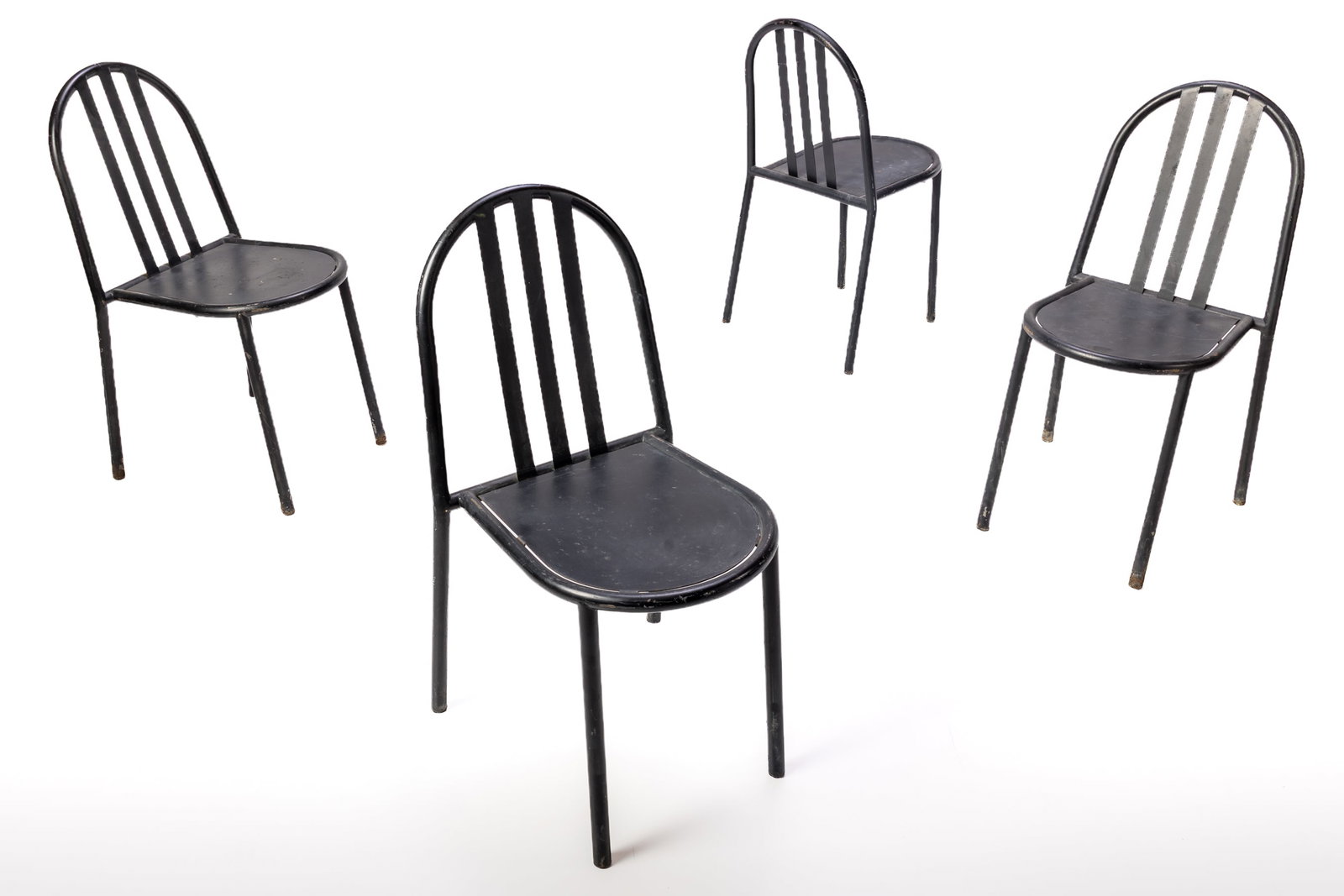 Robert Mallet-Stevens, Stacking '222' Chairs (4): ROBERT MALLET-STEVENS Set of four chairs, model no. 222, 1928 / 1980s Painted metal. Manufactured by Pallucco, Italy. Each: 32" H x 16" W x 21" D Seat height: 17.5"