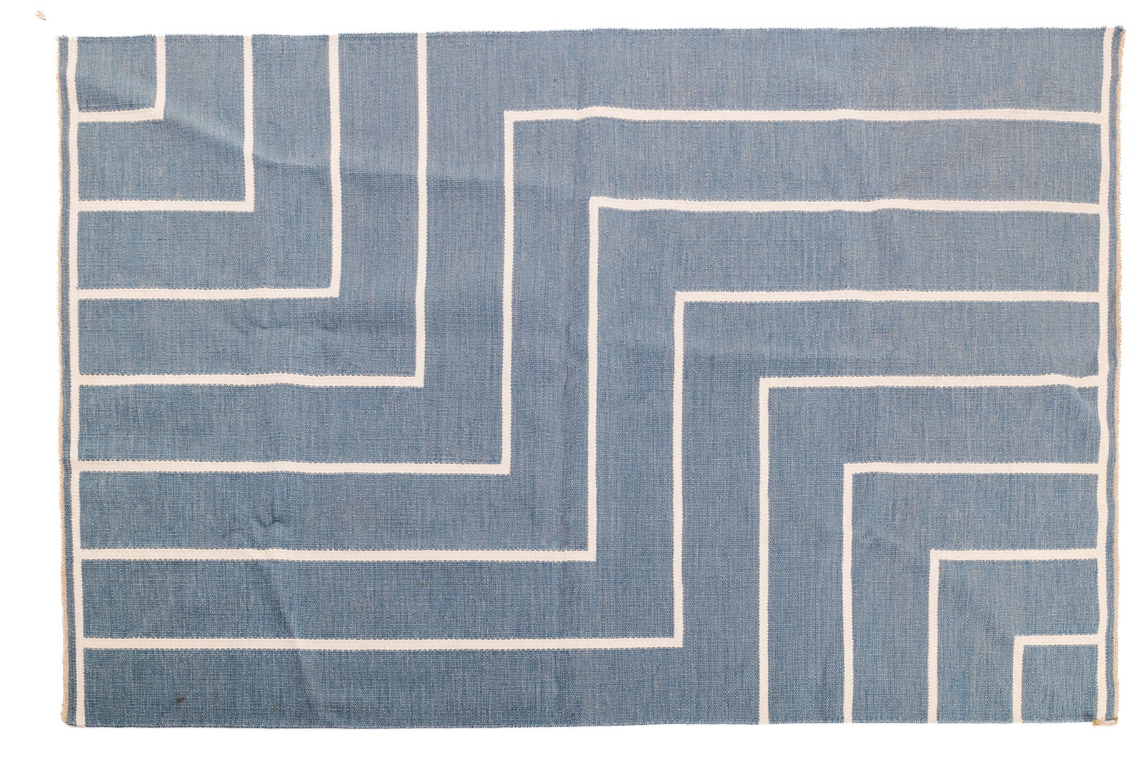Vibeke Klint, 'VK-1' Flatweave Rug: VIBEKE KLINT VK-1 flatweave rug, designed 1980 / 21st century Wool, linen. Produced by Nordicmodern, Denmark. 99" W x 65" W