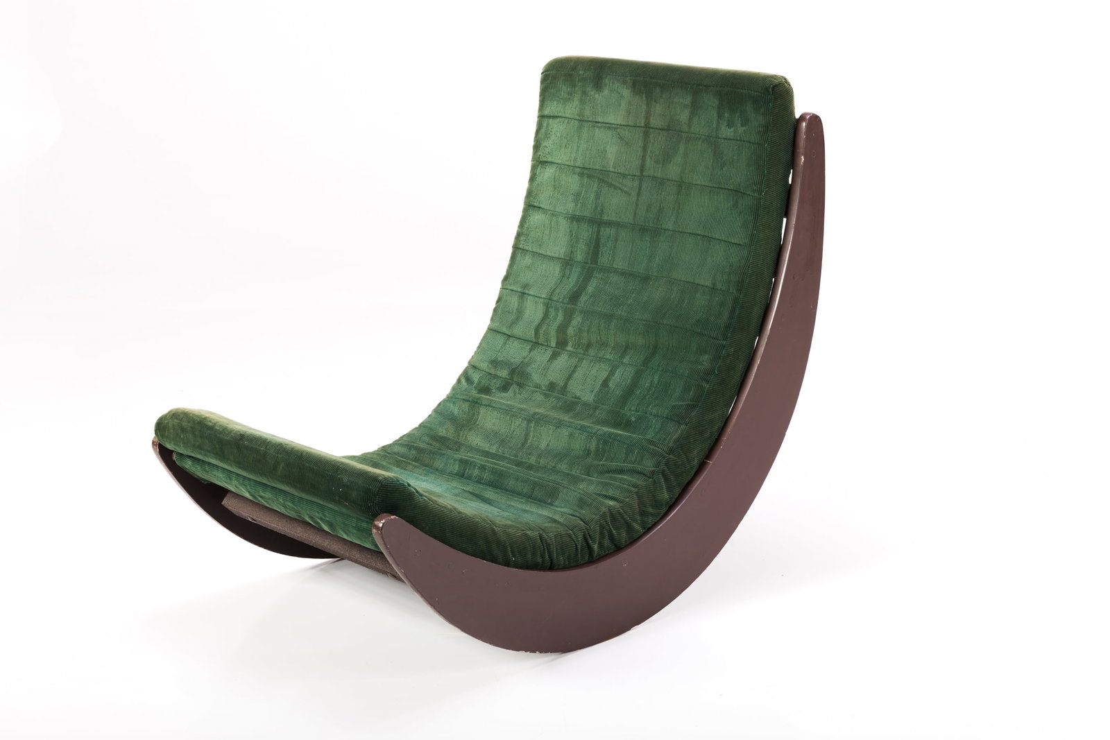 Verner Panton, 'Relaxer II' Lounge Chair: VERNER PANTON 'Relaxer II' rocking chair, 1970s Painted wood, fabric. Manufactured by Rosenthal Studio-Line, Germany. 33.5" H x 24.5" W x 36" D Seat height: