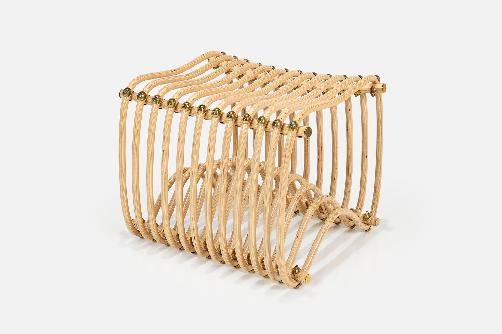 William Emmerson, 'Rib Line' Stool: WILLIAM EMMERSON 'Rib Line' stool, 21st century ApplePly, bronze. Hand-made, USA. 18.5" H x 23" W x 21" D