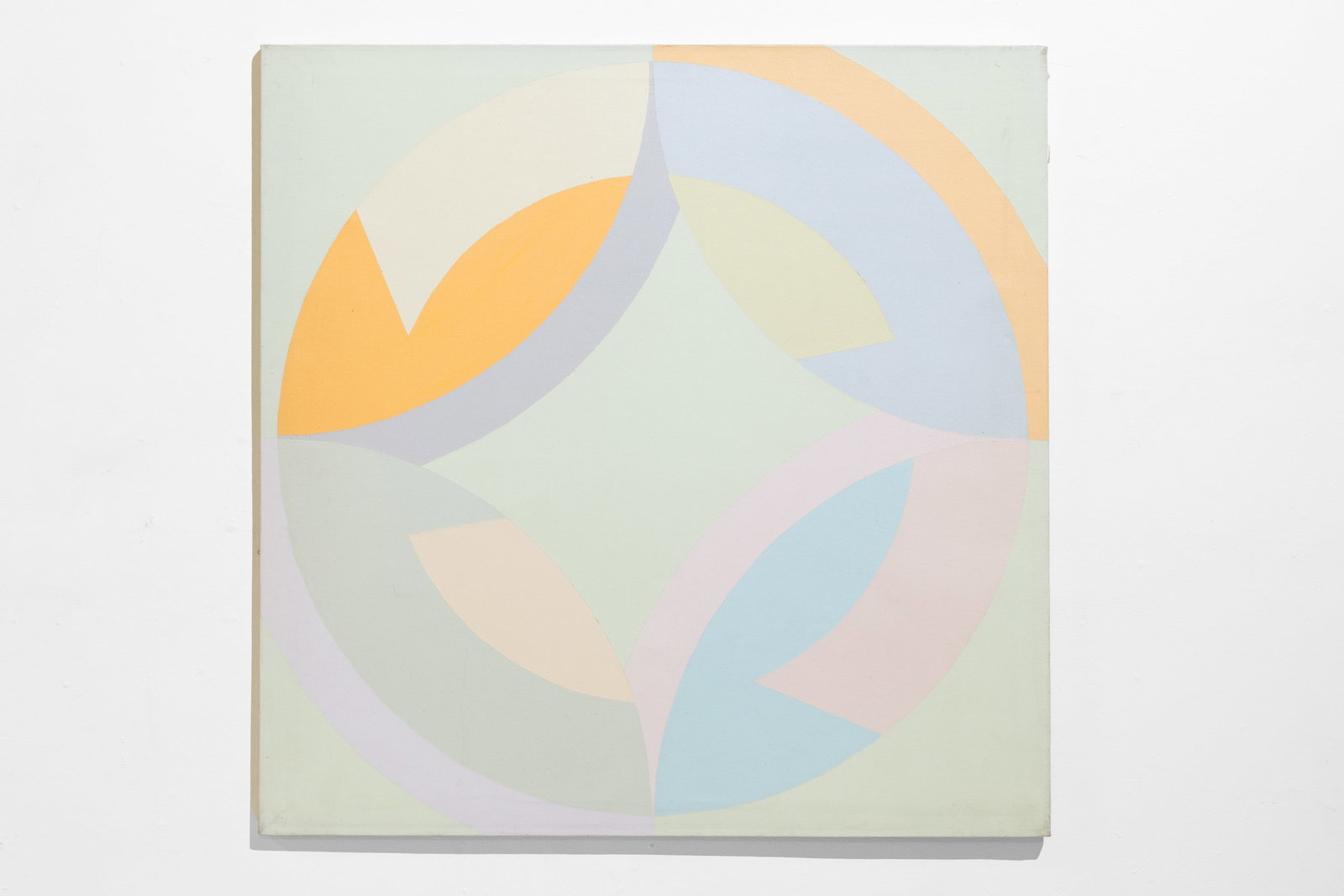 Hard Edge, Abstract Painting: HARD EDGE Geometric abstract painting, 1980 Acrylic, canvas. Signed 'Stein' and dated on the back. 36" H x 36" W