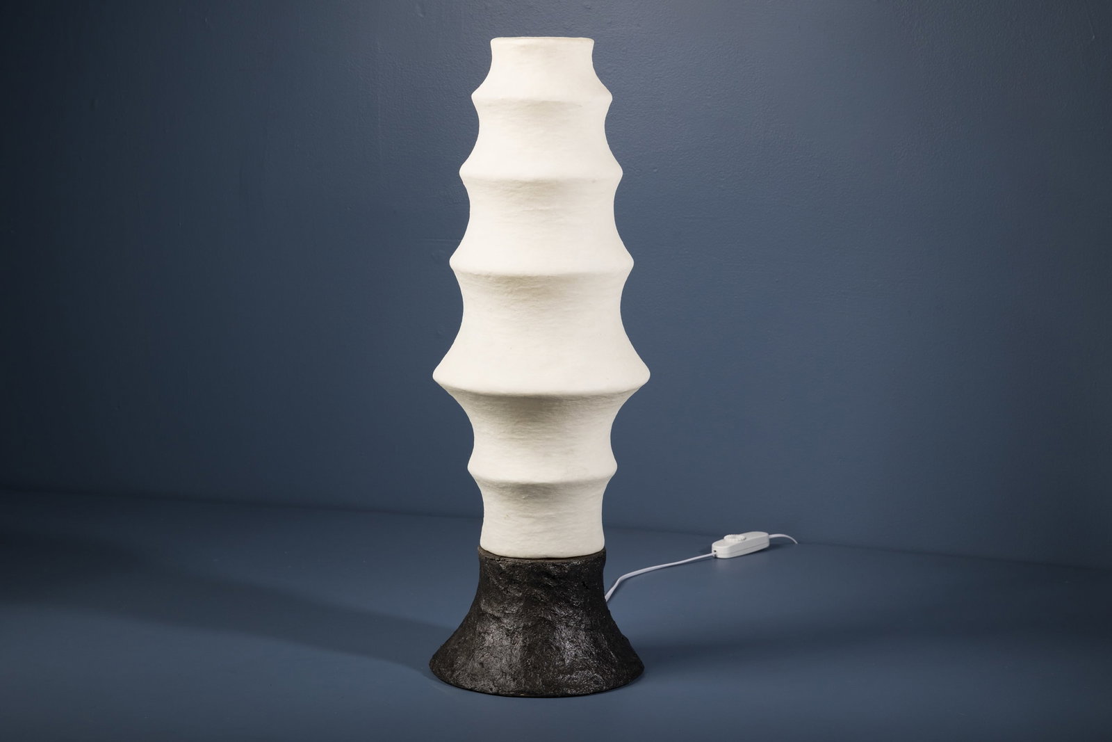 Joel Stearns, Table Lamp: JOEL STEARNS Table lamp, 2026 Resin, hardened paper. Studio-made, Los Angeles, CA. Signed and dated inside shade. 27" H x 9.25" Diameter