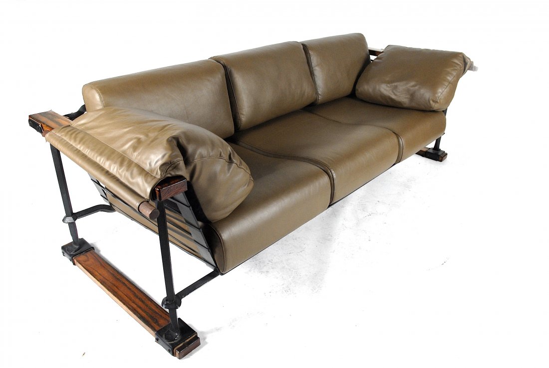 Cleo Baldon iron and leather sofa (1 of 1)