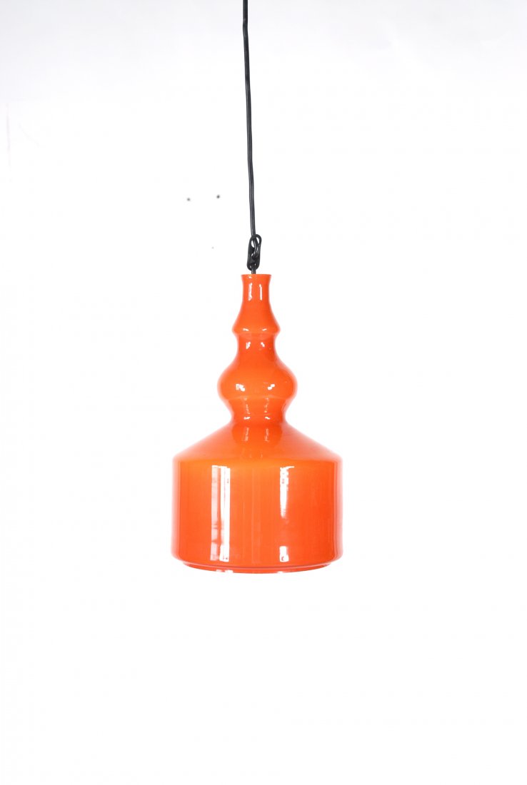 Orange Swedish cased glass hanging lamps (pair) (1 of 1)