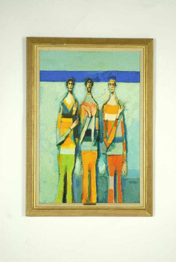 Three Friends by David Adickes: “Three Friends” by David Adickes. Oil on canvas. Signed. 30" W x 41" T