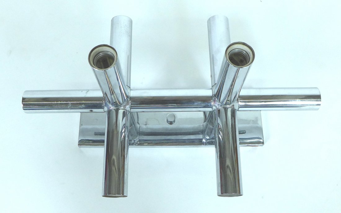 Lightolier sconce: Swiss chrome multi light sconce by Lightolier. 20" W