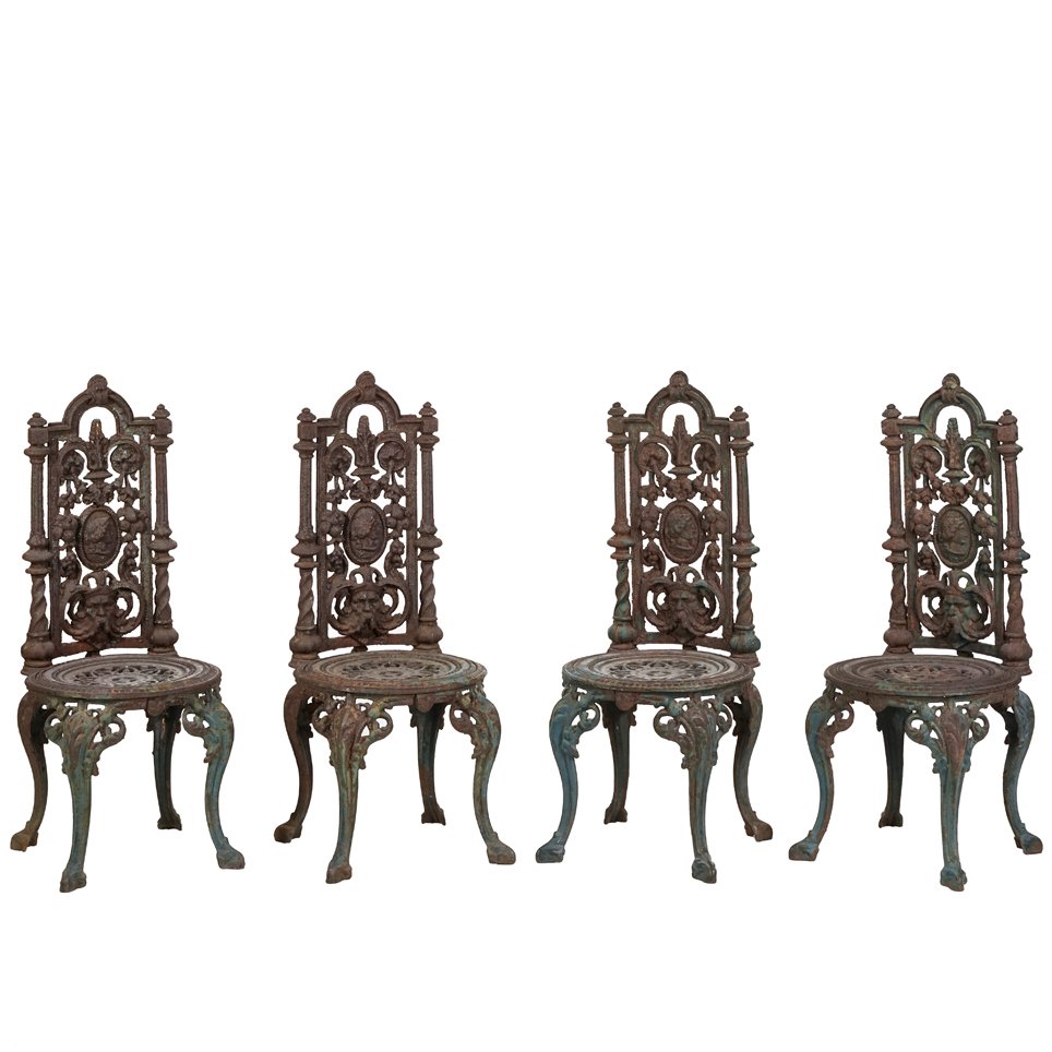 Patinated Victorian iron garden chairs (4) (1 of 3)