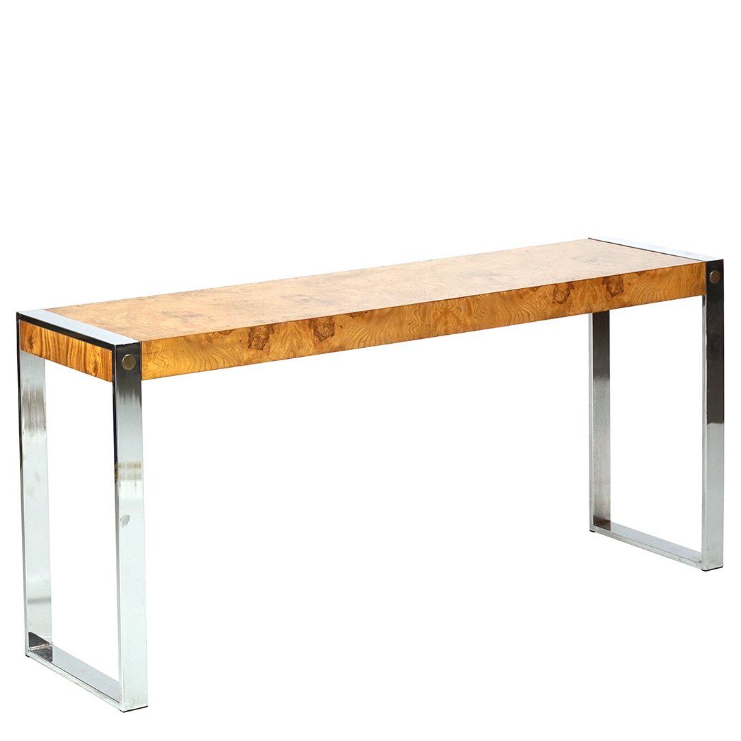 Olive burl and chrome console (1 of 3)