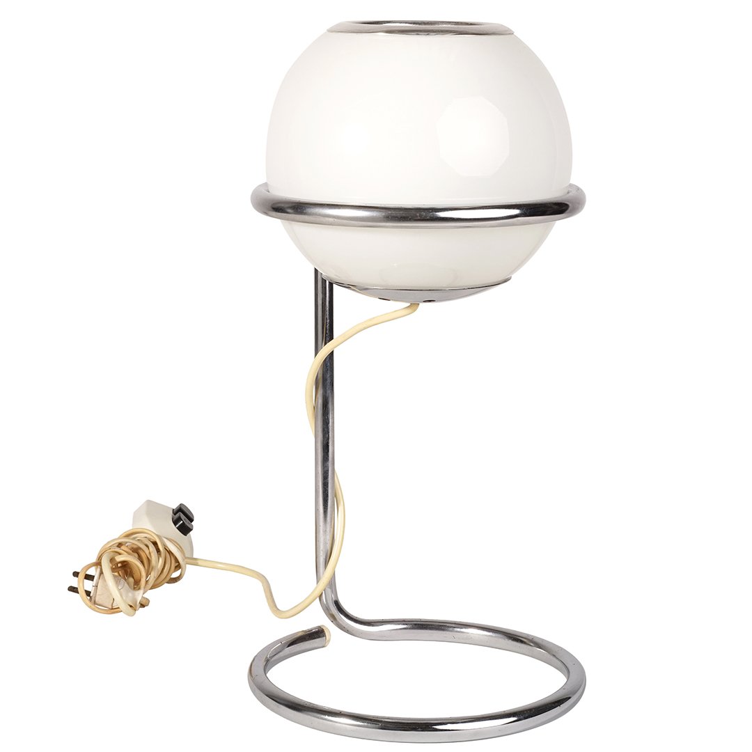 Raak table lamp: Table lamp with adjustable glass shade by Raak, circa 1960. 17"T.