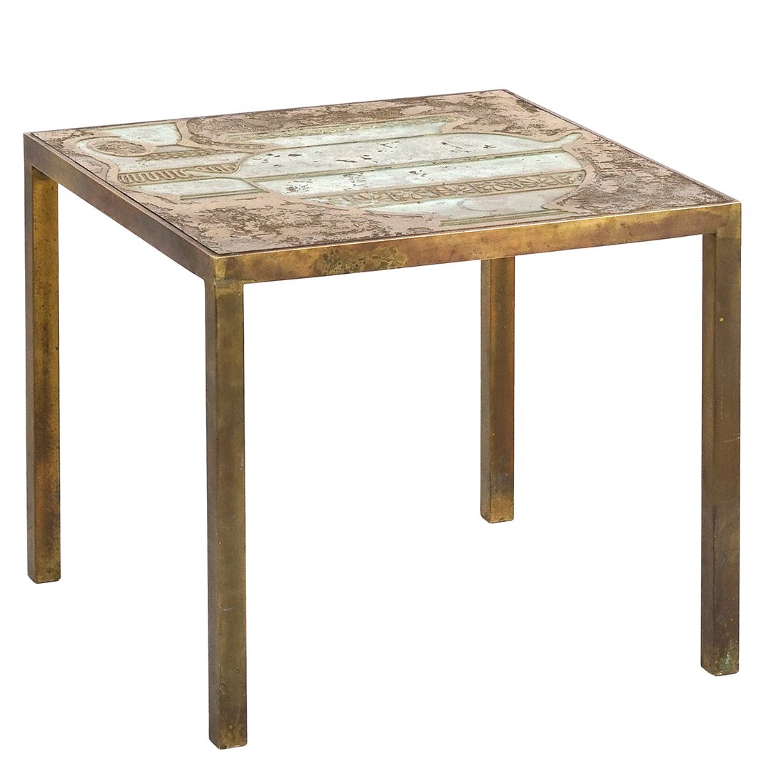 Harvey Probber bronze side table (1 of 2)