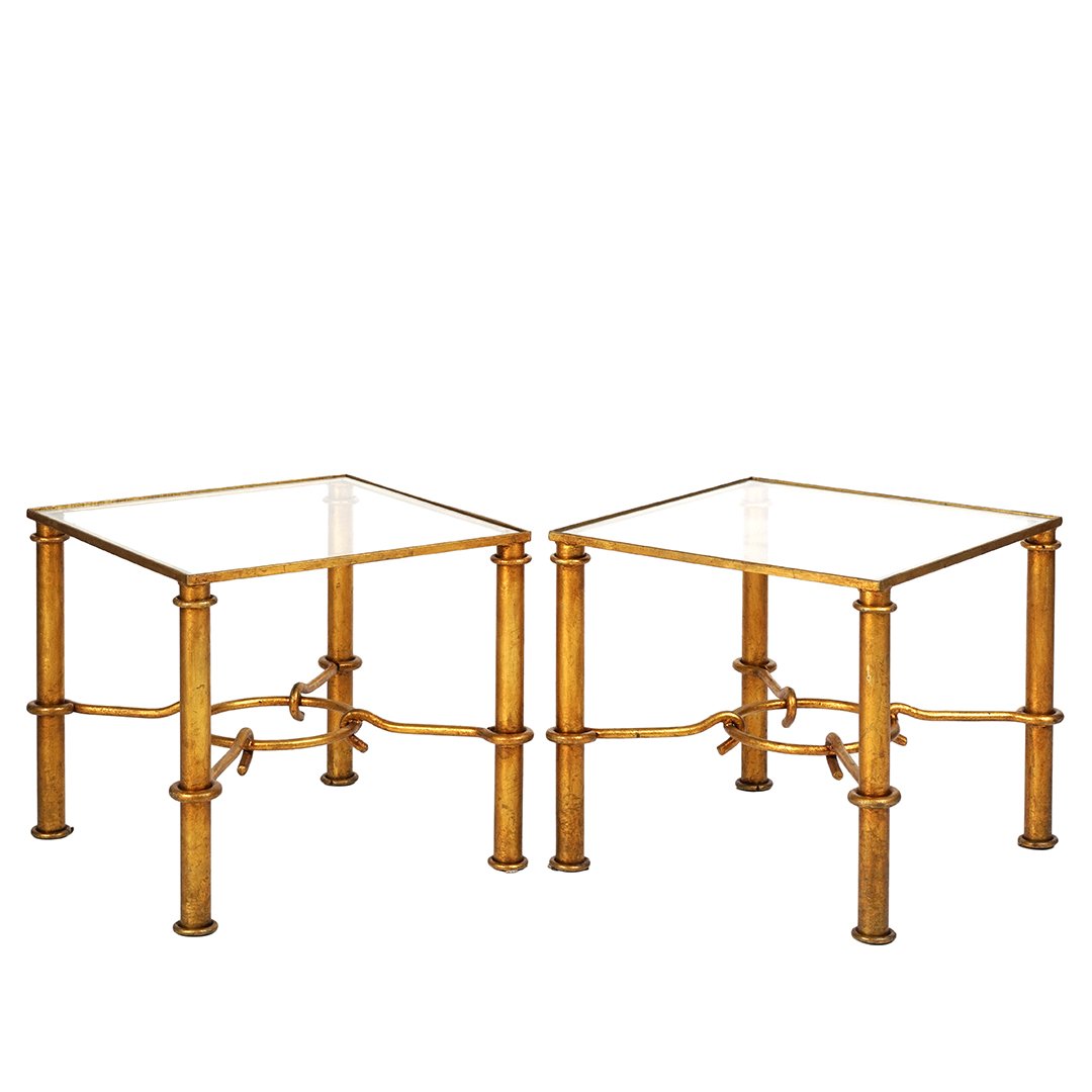 Gilt iron and glass side tables (2) (1 of 2)
