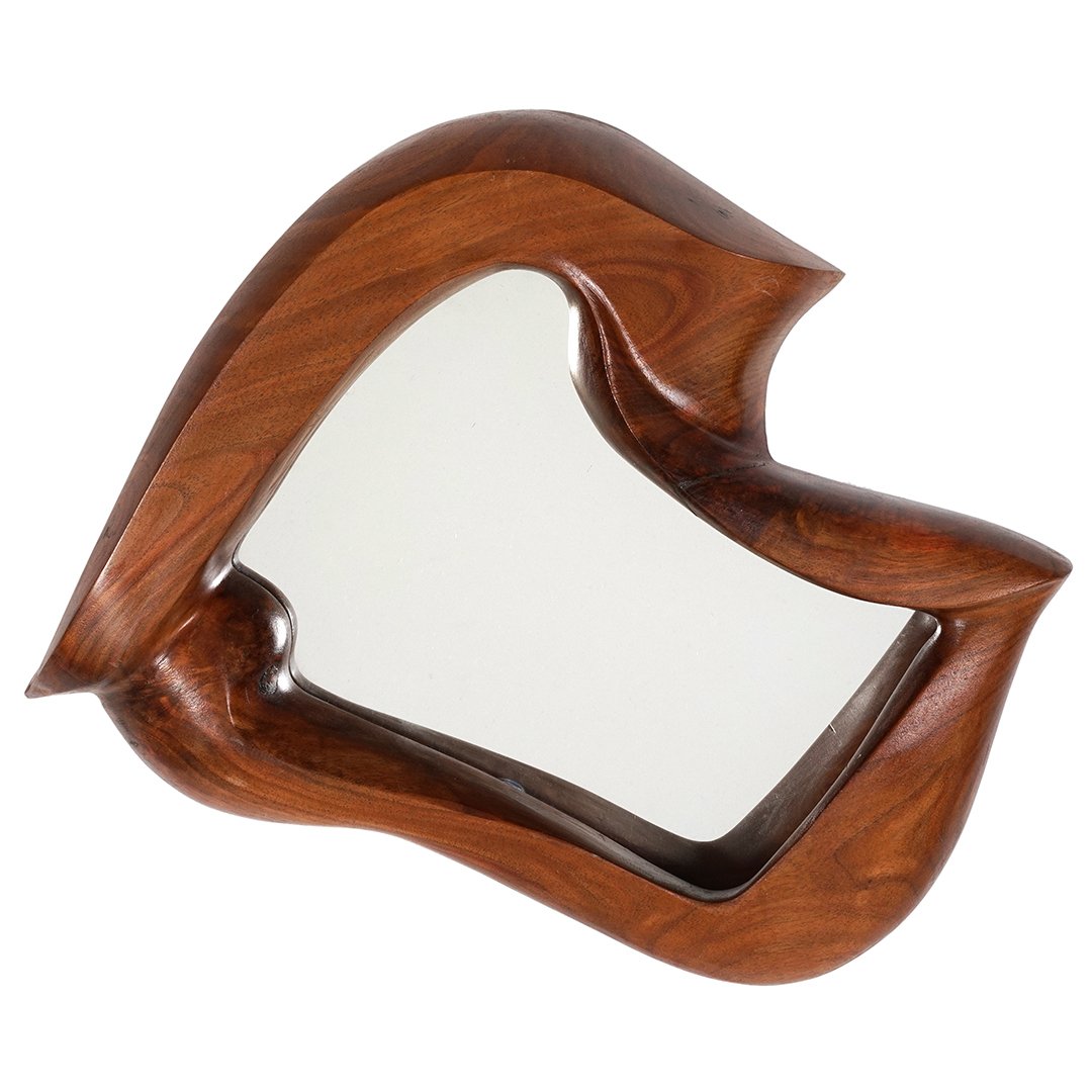 Walnut biomorphic craft mirror (1 of 2)