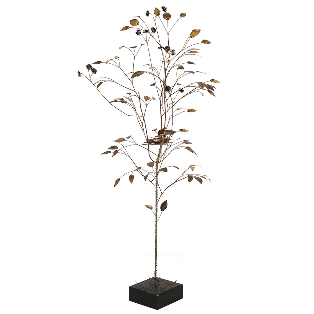 Jere mixed metal floor standing tree sculpture (1 of 2)