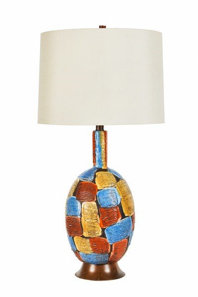 Mid-century volcanic glazed table lamp (1 of 4)