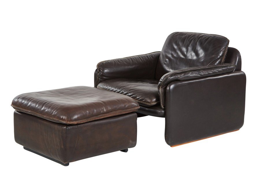 De Sede leather lounge chair and ottoman (1 of 6)