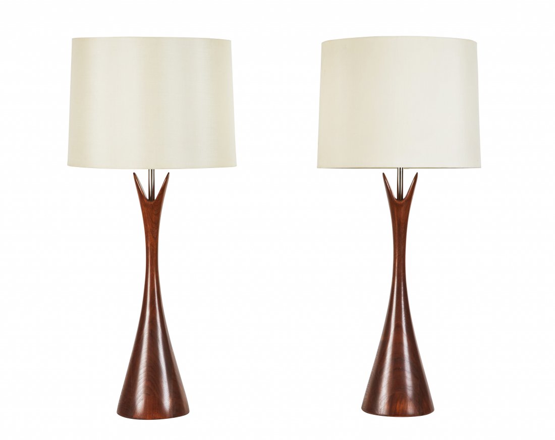 Turned walnut table lamps (2) (1 of 1)