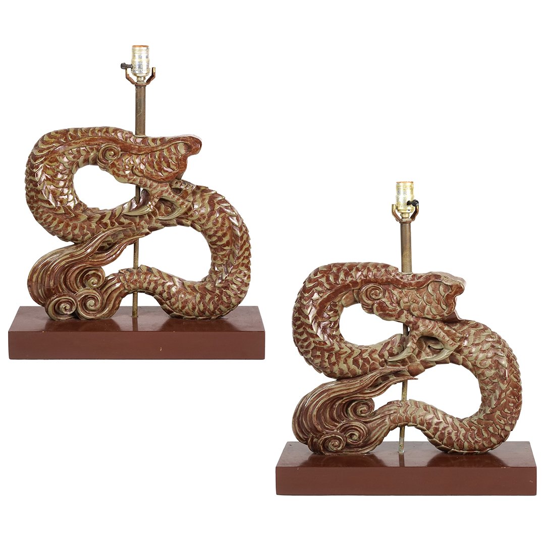 Polychrome dragon table lamps (2) (1 of 5)