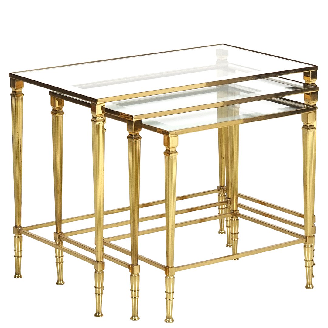 Italian brass nesting tables (3) (1 of 2)