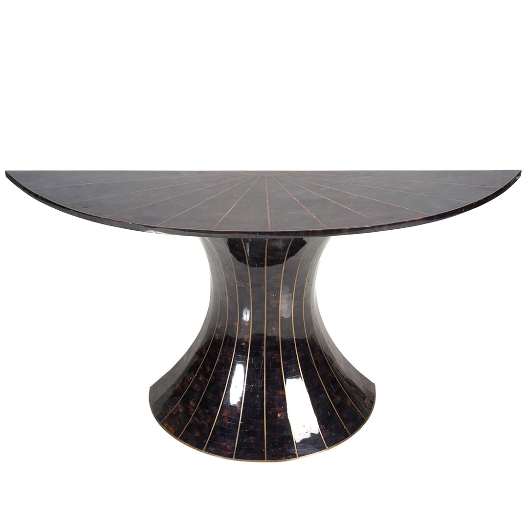 Tessellated horn demilune console (1 of 3)