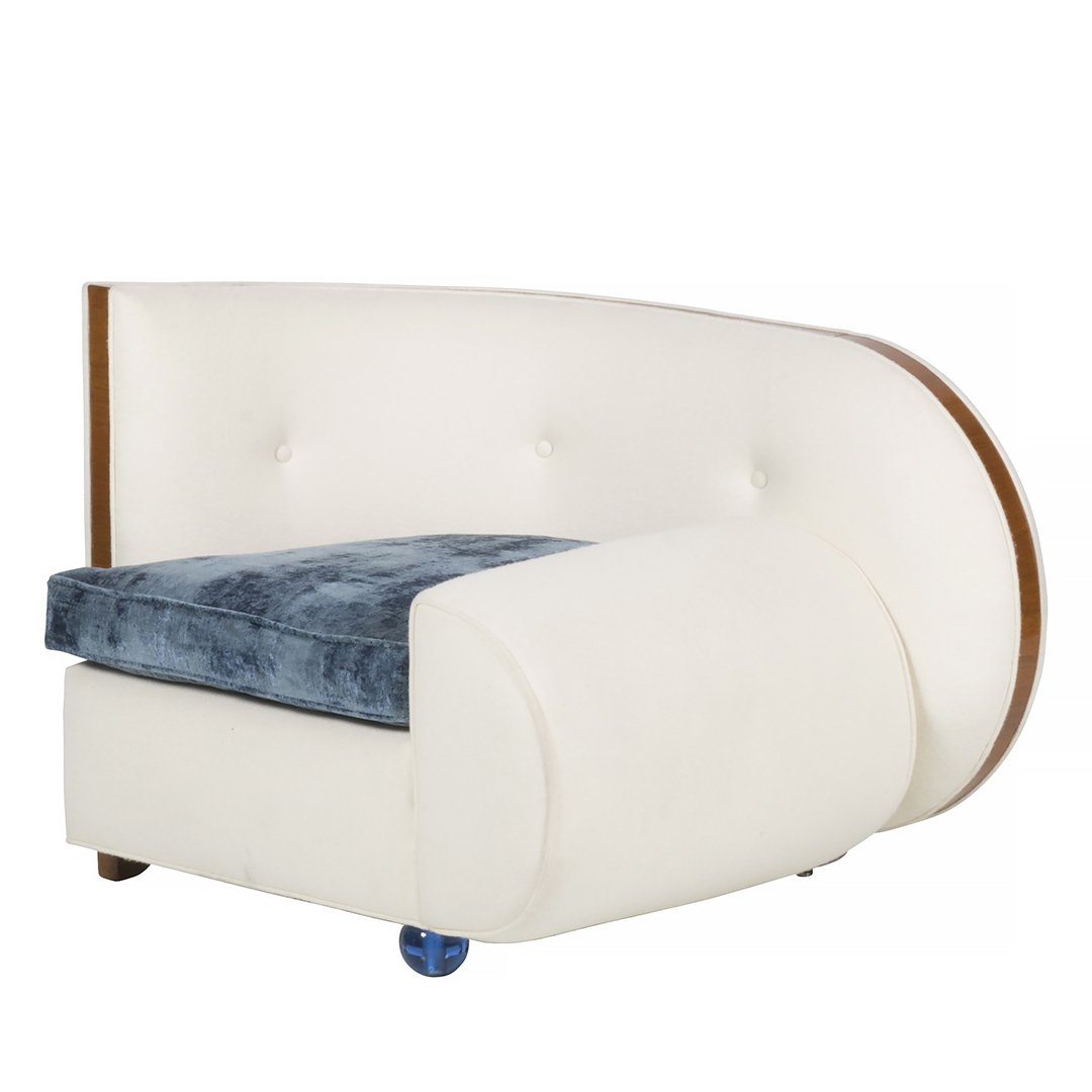 Art Deco wool felt and glass armchair (1 of 4)