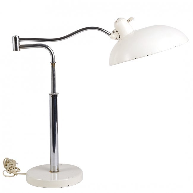 Christian Dell articulated lamp: Rare articulated version table lamp by Christian Dell for Kaiser Dell, 1930s. 30" T.