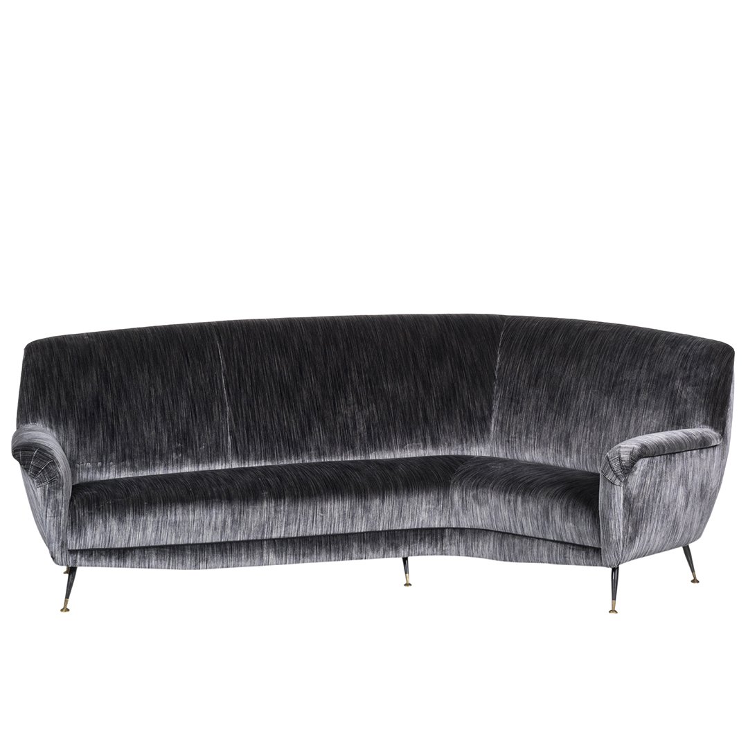 Italian Curved silk velvet sofa (1 of 3)