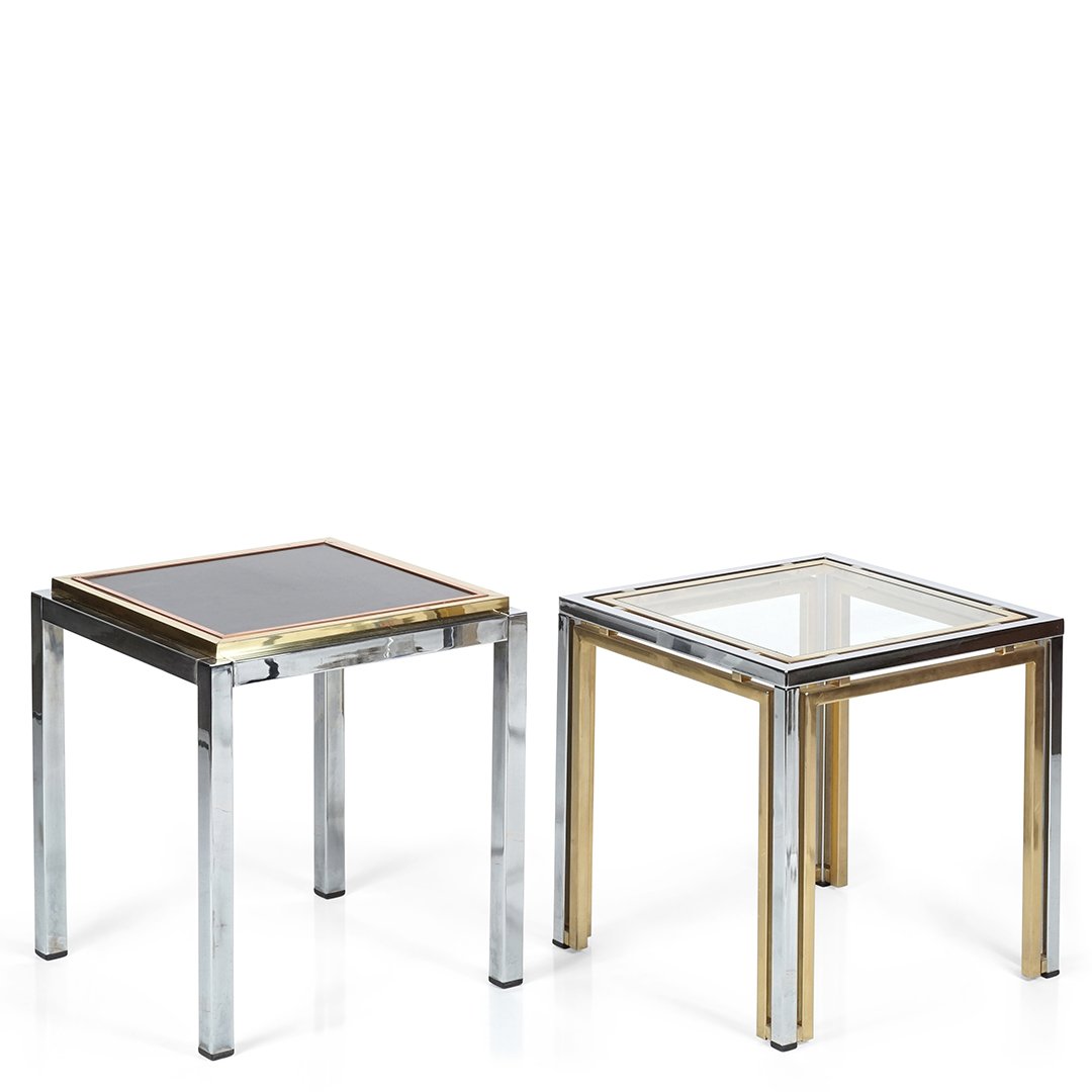 Chrome and glass side tables (2) (1 of 2)