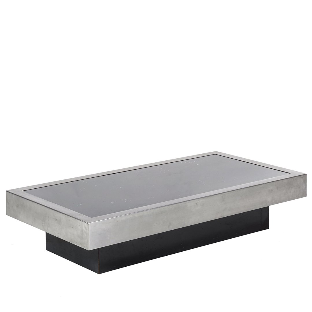 Willy Rizzo brushed steel coffee table (1 of 2)