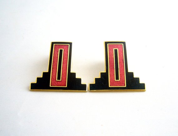 Ken Price enamel over metal earrings: Enamel over metal earrings by Ken Price for ACME Studios,1980s. Signed: Ken Price for Acme Studios. 1" x 1 1/8".