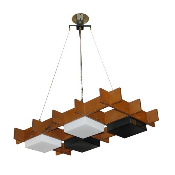 Stilnovo walnut chandelier (1 of 6)