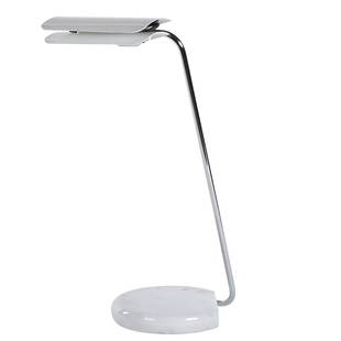 Bruno Gecchelin metal and chrome table lamp: Enameled metal and chrome table lamp on marble base by Bruno Gecchelin, Italy 1961. Up to 26" H.