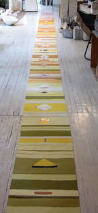 H.Eshel 15pcPaperWall Coll. "Four Seasons": Hanna Eshel, (Israel 1926- ), Paper Wall Collage, New York, 1988, "Four Seasons," fifteen piece colored paper composition depicting the four seasons of the year beginning with spring,(strips of paper