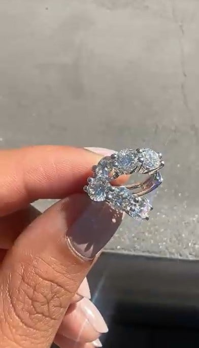 3 Carat Round 3 stone Diamond Huggie Earrings in 14K White Gold: 14k White Gold Round Diamond Huggie Earring /Total Diamond Weight : 3 Carat Solid 14K White Gold & Conflict-Free Lab-Grown Diamonds?Diamond Quality : E In Color & VVS-VS In Clarity/Width : 15mmBacking